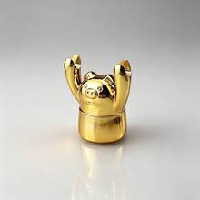 1 pieza Molinillo de cerdo con baño de oro, molinillo de cerdo portátil manual con disco de metal de 4 capas, herramienta de escritorio personalizada - Ver 8