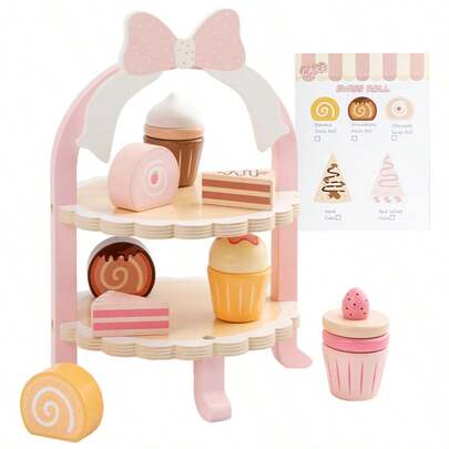 1 Set Soporte de Pastel de Mariposa de Juego de Simulación, Juego Interactivo Educativo de Té de la Tarde Realista, Regalo de Cumpleaños para Niñas