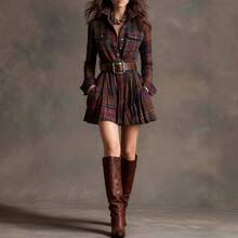 Women Maxi Dresses - Reddish-brown (with Belt) - View 3