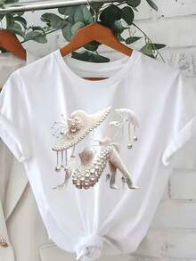 Camisetas de Mujer Ideales para el Verano: Camiseta Unisex de Estilo Urbano Vintage, Holgada, de Algodón, Manga Corta, Cuello Redondo, 100% Algodón Puro - Blanco - Ver 1