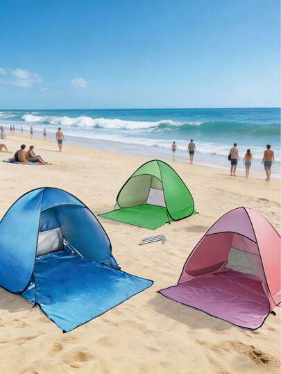 Beach Sunshade Tent With Storage Bag, Suitable For Beach, Camping, Fishing, Picnic, Outdoor Family Activities, Easy To Set Up, Waterproof And UV-Resistant Beach Canopy