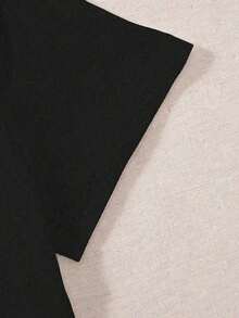 Mujer T-shirt Casual Deportiva Estampado Zumba Siluetas Coloridas Color Liso Corte Holgado Cuello Redondo Manga Corta Primavera Verano Otoño Gimnasio Playera - Negro - Ver 2