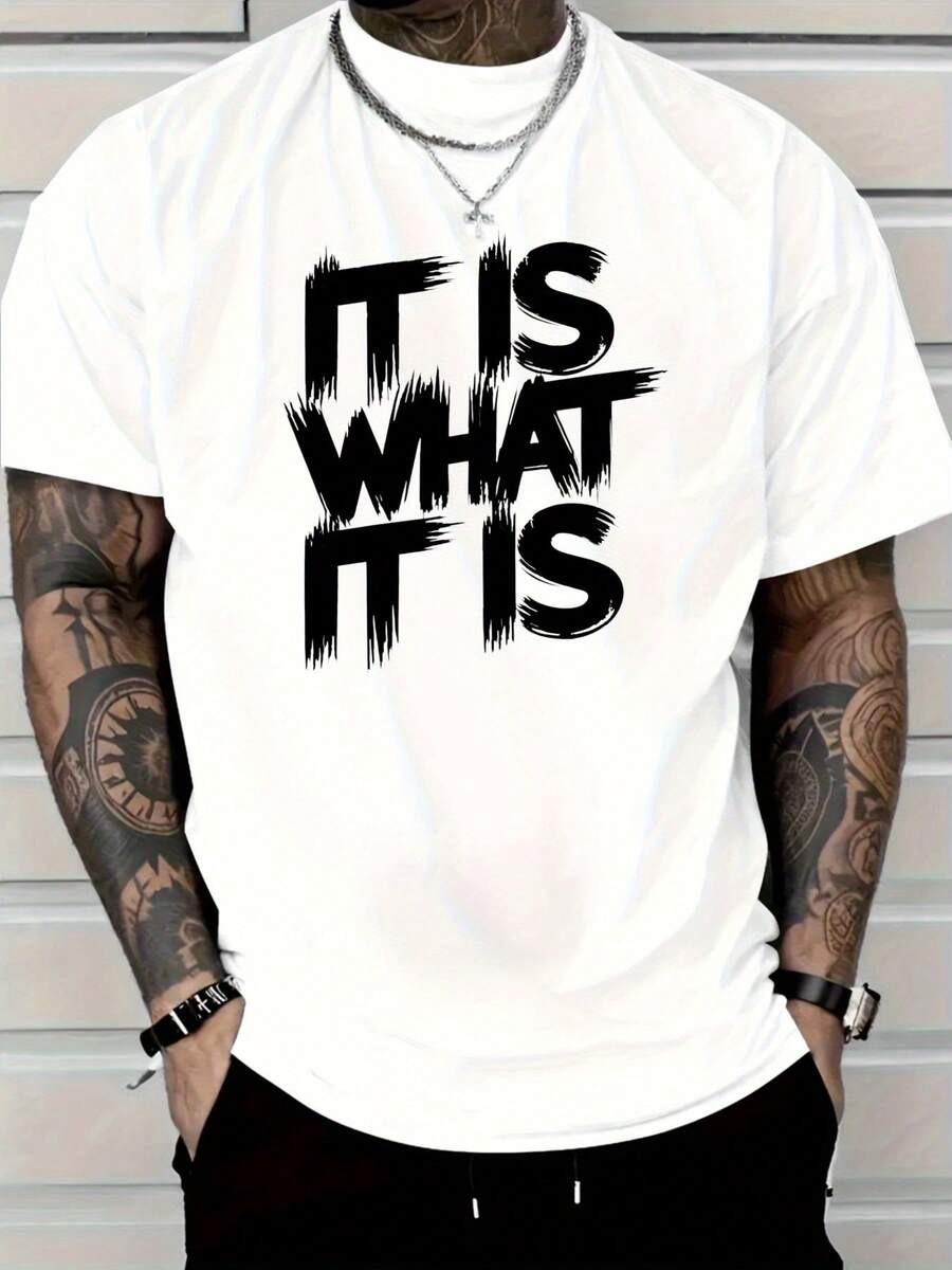Camiseta de Hombre con Patrón Rojo - Casual de Manga Corta y Cuello Redondo, Impresión Llamativa, Cómoda para Todas las Estaciones, Lavable aáquina, Top de Ajuste Simple - Blanco - Ver 1