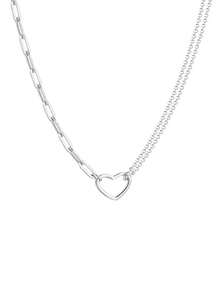 1 buah Kalung Berbentuk Hati Terbaru, Desain Unik, Mewah, Serbaguna, Kalung Choker Minimalis untuk Wanita - Antique Silver - View 4