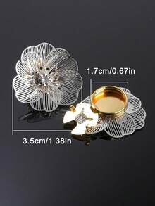 2 Cubiertas de botón con flor calada exquisita, gemelos de strass desmontables, decoración de botón de camisa/vestido de metal floral elegante para hombres y mujeres, juego de botones ligero adecuado para bodas, ceremonias de graduación, cenas y otras ocasiones, accesorios formales y regalos unisex - A - Ver 3