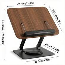 Luminpool Wooden Book Stand For Reading, Adjustable Book Holder With 360° Rotating Base & Elastic Page Clips, Foldable Book Display Stand - A - View 3