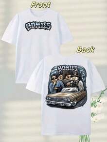 Heavyweight Pure Cotton Street - Homie - Car Tee - 'HOMIES' PrintEssential Unisex Jersey Tee - Timeless Slim Fit Streetwear StyleOversized Unisex Pocket Tee - Relaxed Fit Urban Streetwear Essential - trắng - Xem 1
