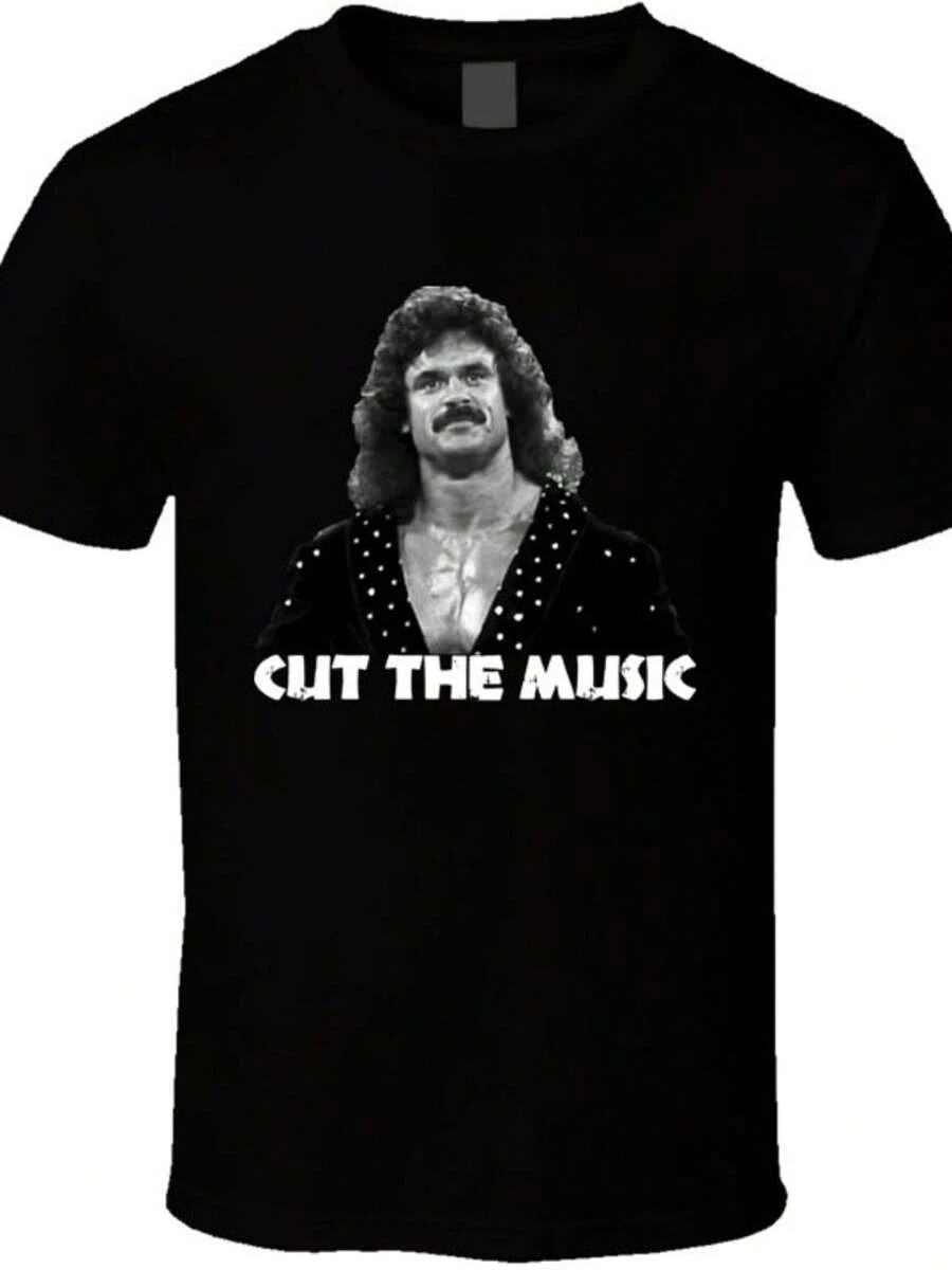 Unisex T-Shirt Made Of Pure Cotton, Ravishing Rick Rude Cut The Music Wrestling T-Shirt, Summer T-Shirt, Blouse, Basic Top, Creative Design, Outdoor Game, Cool Style, Fun Design, Ideal For Outdoor Games. - Black - View 1
