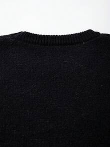 ANDREILEE Sweater Pullover Pria Kasual Bermotif Menarik Warna Polos Minimalis Kerah Bulat Lengan Panjang Longgar untuk Pemakaian Sehari-hari, di Rumah, Kantor, Perjalanan, Serbaguna Musim Gugur/Dingin - Hitam - View 10
