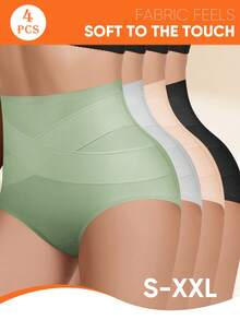 4pcs High Waist Tummy Control Seamless Underwear For Women - Multicolor - View 2
