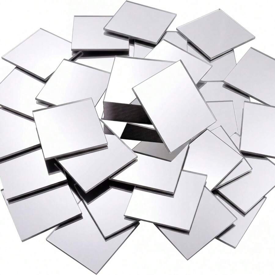OUTANA 50pcs Square Acrylic Mirror Stickers, Self-Adhesive Removable DIY Wall Decals, Suitable For Bedroom, Dorm, Living Room Modern Home Decor