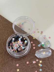 1盒馬卡龍色星形亮片美甲裝飾，Kawaii美甲造型必備，多色五角星亮粉，超薄易貼，透明底色搭配閃亮星星，打造夢幻甜美美甲造型，適合日常佩戴，可用於點綴美甲或全甲覆蓋，輕鬆打造少女風美甲飾品 - 彩色 - 查看 3