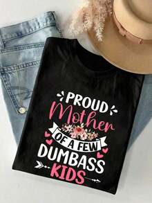 ropa de mujer 2K Style Camiseta de Verano para Mujer, Linda y Divertida, Camiseta Divertida para Mamá, Una Camiseta con Temática de Mamá y un Patrón de Letras de Dibujos Animados Lleno de Humor Satírico, Adecuada para Varias Ocasiones, Como Regalo para Festivales, Cumpleaños, Festivales de Música, Ropa Casual, Versátil y Cómoda, Para Vacaciones en la Playa, Sencilla y a la Moda, Adecuada para el Uso Diario de Mujeres y Niñas. camisas de mujer - Negro - Ver 2