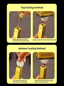 3 Pcs/Set Golden Brick Permanent Match Lighter, Reusable 10,000 Times Keychain Matches Strikers Lighters, Portable, Suitable For Outdoor Camping, Hiking, Daily Use, Father's Christmas Birthday Day Gift - JINTIAO-Gold Bar-3PCS - 查看 7