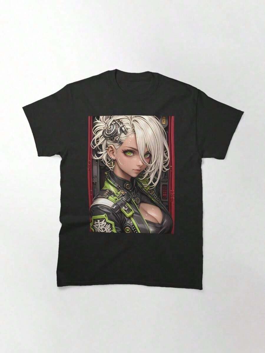Classic Daki Anime Girl Waifu Bathroom Scene T-Shirt, Made Of High-Quality, 180g Pure Cotton, Thick And Opaque. Soft And Comfortable Against The Skin, Available In Adult And Children's Sizes. Y2k Summer T-Shirt - 白色 - 查看 1