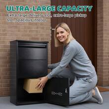 Large Lockable Parcel Box, Weatherproof Combination Lock Parcel Drop Box, Wall Mountable Outdoor Delivery Box With Secure Front Access For Multiple Packages - Single Piece - View 2