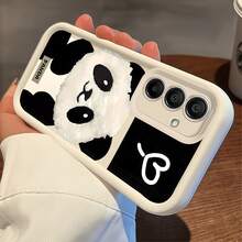 1pc Gradient Frame Dopamine Matte Cute Heart Panda Pattern Phone Case, Minimalist Design, Soft Cute Cartoon Style, Perfect Protection For Your Phone, Suitable For Honor X7/Galaxy A56 5G/ Smart 8/ Hot 40/Transsion Spark 30C/Spark Go 2024/ Note 14 5G/ E22/E22i/ A54 - White - View 2