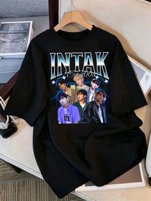 2026 T-Shirt, Vintage Graphic P1Harmony INTAK T-Shirt, Oversized Casual P1ece Fans T-Shirt, Retro Streetwear Top 2003, Retro K-Pop Idol Bootleg Style Oversized T-Shirt, Vintage Graphic Print T-Shirt, Short Sleeve Casual Top, Fan Merchandise, Black Streetwear T-Shirt For Fans, Vintage Graphic K-Pop Star T-Shirt, Short Sleeve Oversized T-Shirt With Retro Letter Print, Black Casual Crew Neck Top, Gift For Streetwear Style Idol Fans, Comfortable Loose Fit Cotton Blend T-Shirt For Women And Men. - Black - View 6