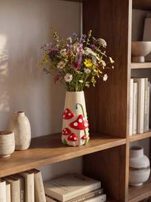1Pc 3D Mushroom Relief Resin Decorative Vase - Childlike Ins Style Flower Vase For Home & Desk Decor | Home Decor, Room Decor, Boho Decor, Desk Decor, Cute Collectible, Unique Gift, Table Centerpiece, Housewarming Gift - New Model - View 4