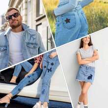 10pcs Iron-On Patches, Suitable For Clothing - Denim Patches, Applicable For Jeans And Casual Pants (5 Colors, 7.5 X 7.5 Cm/7.5 X 5 Cm) - Multicolor - View 6