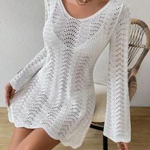 Swim Lushore Vestido para cubrir la parte trasera hecho de punto con encajes de verano para mujer, con corbata y espalda descubierta para la playa - 01 - Ver 5
