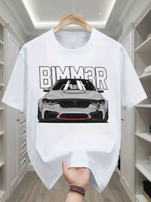 Camiseta versátil para mujer, moda masculina de , estilo callejero clásico, esta camiseta con diseño BIMMER presenta una vista frontal de un coche deportivo, perfecta para uso casual durante todo el año, camisetas de mujer, blusas casuales para damas, camiseta gráfica estilo retro-rock, camiseta gráfica divertida, blusas de mujer, camisas de hombre, Copa del Mundo 2026, estilo jersey de aficionado. - Blanco - Ver 7