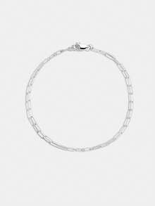 Vòng tay tối giản bằng bạc sterling 925 mạ vàng 18k, kiểu dáng unisex, dây xích hình kẹp giấy cỡ trung bình, dành cho nữ. - Vòng tay dây kẹp giấy - Xem 5