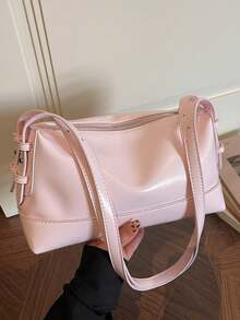 New Fashion Square Underarm Solid Color Women's Handbag, Casual Chic Versatile Commuter Bag - Watermelon Pink - View 7