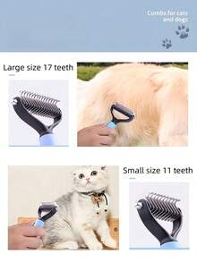Large/Small Pet Dematting Comb, Double Sided Dog Grooming Rake Brush For Dogs & Cats, Stainless Steel Blades, Non‑Slip Handle Pet Shedding Tool,Dog Rake Brush ,Cat Dematting Tool,Double Sided Pet Grooming Rake,Remove Matted Fur,Pet Hair Knot Cutter - Multicolor - View 10