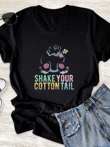 Cute Easter S1HAke Your Cottontail T1S1Hirt, Easter Bunny Tail S1Hirt, Pastel Spring Sea S1on T1EE, Funny Rabbit Butt T1EE, Easter Party. - 黑色 - 查看 1