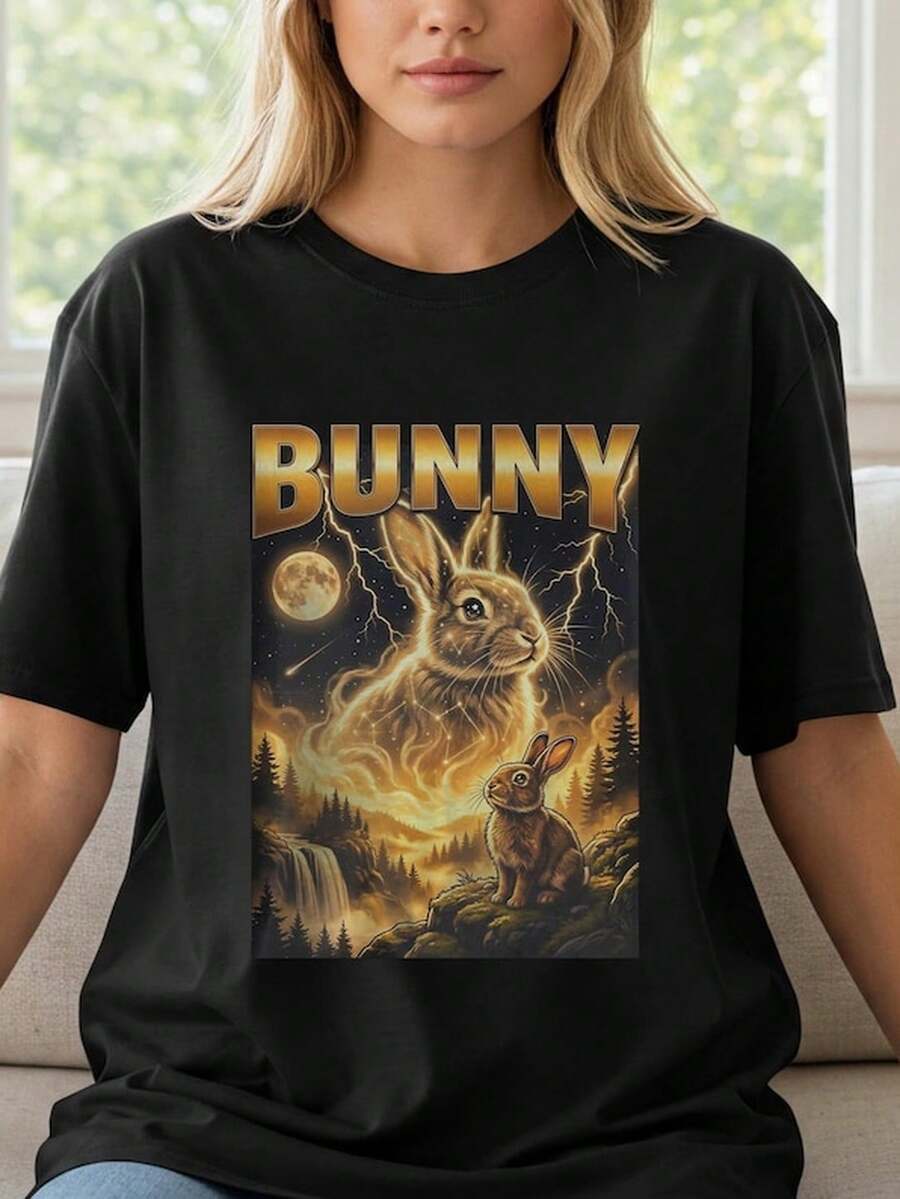 Graphic Cotton T1S1Hirt R 90s Bunnhirt, Celestial Spirit Rabbit.
