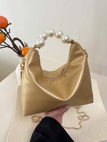 Fashionable Minimalist Casual Mini Faux Pearl Decor Handbag, Suitable For Women, Teenage Girls, Office Use, White - Multicolor - View 16