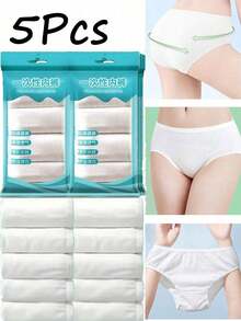 5Pcs Disposable Postpartum Underwear For Pregnant Women, Sterile Underwear For Travel And Business, Outdoor Disposable Shorts, Ladies' Disposable Underwear, Women's Outdoor Travel Underwear, Menstrual And Postpartum Supplies - Travel Accessories - View 1