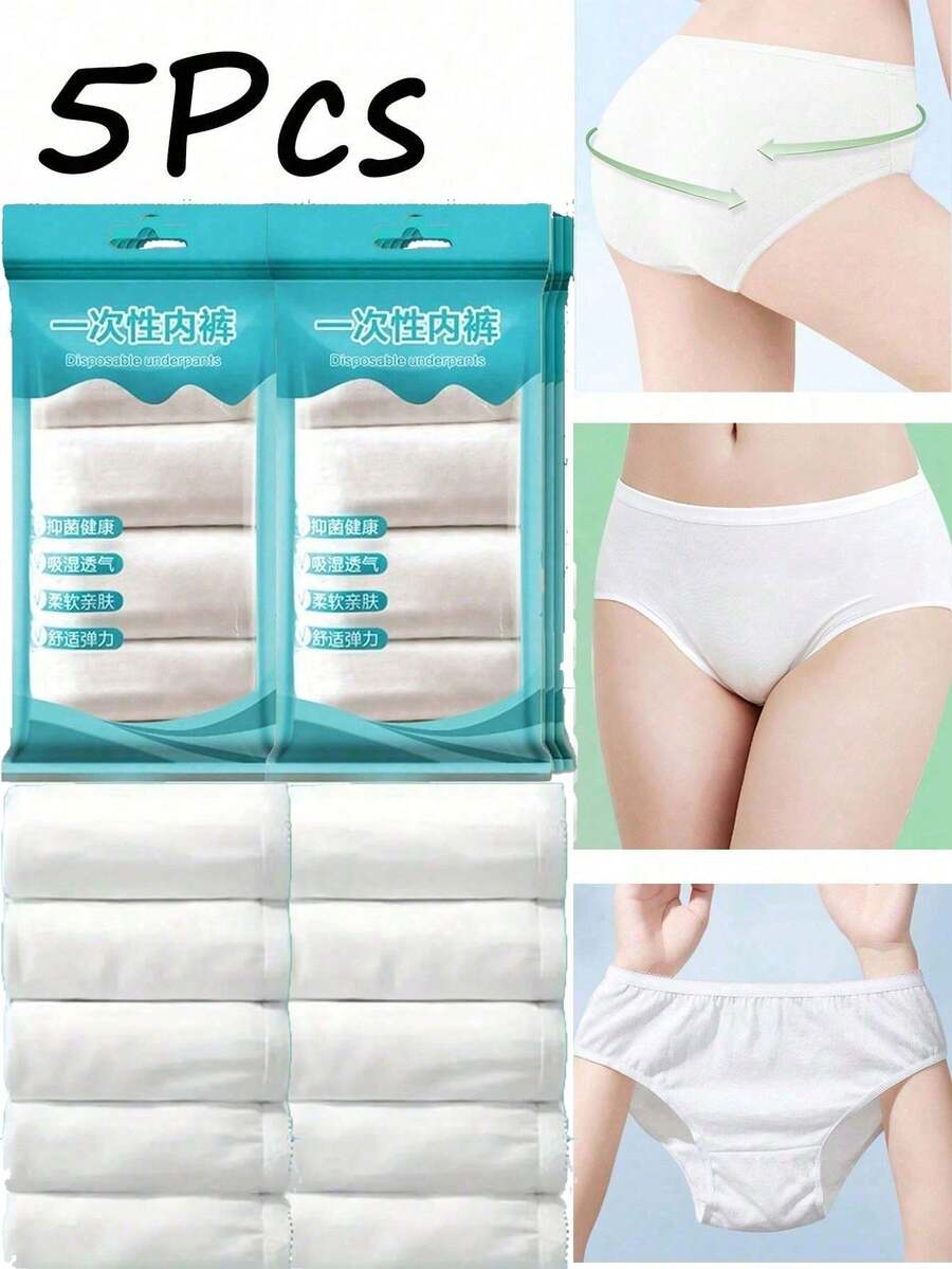 5Pcs Disposable Postpartum Underwear For Pregnant Women, Sterile Underwear For Travel And Business, Outdoor Disposable Shorts, Ladies' Disposable Underwear, Women's Outdoor Travel Underwear, Menstrual And Postpartum Supplies - Travel Accessories - View 1