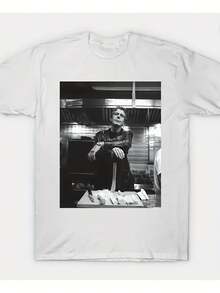 Camiseta unisex de manga corta con estampado de chef en blanco y negro para hombre y mujer, suave, esencial para la moda casual de todas las estaciones, estilo versátil para cualquier ocasión, ropa diaria asequible y regalo perfecto para fans y amigos. Una camiseta de manga corta adecuada para el hogar, el uso diario, fiestas y viajes, ideal como regalo para amigos o familiares. - Blanco - Ver 5