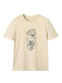 Camiseta de mujer estampada de manga corta para verano, tela de poliéster, estilo multifuncional, corte regular, peso 180 gramos, 1 unidad. - Albaricoque - Ver 3