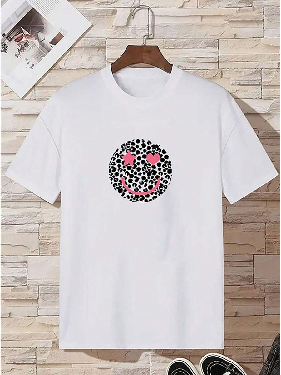 New Shirt With  Face For Women - [白色的] - 查看 1