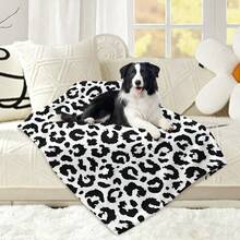 1 chiếc chăn cho thú cưng bằng vải flannel in họa tiết da báo, kiểu dáng thời trang, mềm mại và có thể giặt được. - 100*150 cm - Xem 4