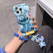 Disney Has Authorized, Phone Case - Chain Set, The Stitch Lilo & Stitch 3D Phone Case Plus A Silicone 3D Stitch Bracelet With Metallic Ring Removable Bracelet, Stitch And Angel Pattern, Compatible With Iphone17/16/15/14/13/12/11/XS/XR/X Plus Pro Max, A Stylish Cartoon Phone Case, The Perfect Gift Choice, Phone Protection, Durable Phone Cover, Great Gift For Friends And Family. - 白色 - 查看 6