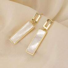New Electroplated Cool And Unique Long Rectangular Earrings With A Light Luxury And High-End Feel, Versatile And Stylish - Gold and Black - View 5