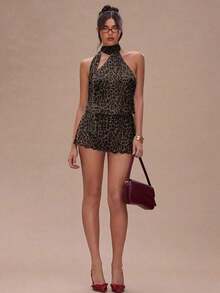 Vestido mini con estampado de lunares y espalda descubierta para mujer - Multicolor 2 - Ver 3