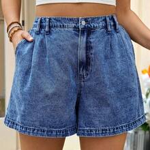 Tall CURVE Plus Size Women Summer Fall Women Clothes Back To School Y2k 2000s Style Streetwear Stockholm Style Punk Airport For Women Date Nights Women Going Outs Micro Shorts Casual Blue Denim Frayed Hem Shorts - Negro - Ver 9