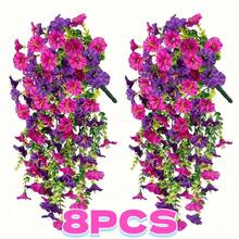4/8pcs Artificial Morning Glory Plant Outdoor Simulated Flowers- No Maintenance Required- Multifunctional UV-Resistant Realistic Hanging Plants, Suitable For Home Decoration, Outdoor Courtyard, Porch, Terrace, Home Garden Decoration - Multicolor - View 16