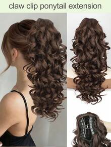 Extensiones de cabello rizado de 16 pulgadas de largo, pieza de cabello sintético con clip para un aspecto natural, para mujeres - Multicolor - Ver 10