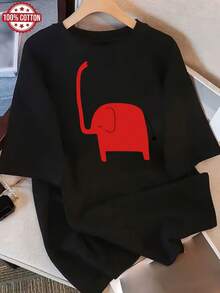 Edición Limitada de Verano, Camiseta Holgada de Cuello Redondo Versátil para Mujer, Ropa Cómoda e Informal, Popular y Vibrante para Uso Diario, Mangas Cortas, Algodón Ligero - Negro - Ver 8
