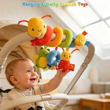 Baby Stroller Spiral Hanging Toy, Multifunction Infant Car Hanging Decoration Spiral Caterpillar Rattle, Safety Seat Hanging Sensory Development Toy, Suitable For Babies 0+ Months (Some Accessories And Colors Random) - Multicolor - View 3
