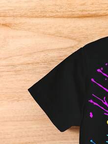 Camiseta de moda 3D para hombre (Zhang Ale) - Negro - Ver 3