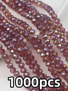 200pcs 3mm Flat Oval AB Color Glass Crystal Beads, Suitable For DIY Handmade Fashion Bracelet Necklace Jewelry Making Accessories - Multicolor - View 35