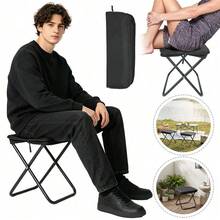 Klappbarer Hocker & Handtasche 2-in-1 – X-förmige Struktur, bis 120 kg Tragfähigkeit, verwandelbar von stylischer Tasche zu Hocker oder Fußstütze. Ideal für Reisen, Wandern, Angeln, Camping, Picknick, Konzerte, Warteschlangen oder Yoga – platzsparend & leicht zu tragen. - Schwarz - Übersicht 1