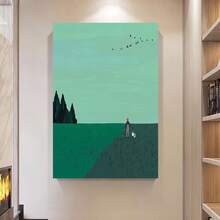 Enmarcado lienzo enmarcado con estampado artístico: granjero y pájaros volando. Decoración moderna para el hogar, la oficina, el aula o la cafetería. Regalo perfecto para fiestas, Pascua, el Día de la Madre y graduaciones. Decoración con motivos de aves. - Enmarcado - Ver 2